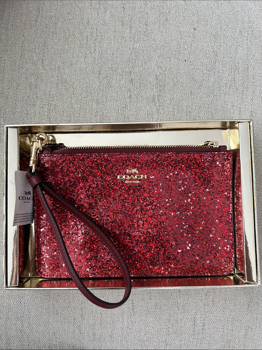 Coach Red Glitter Wristlet